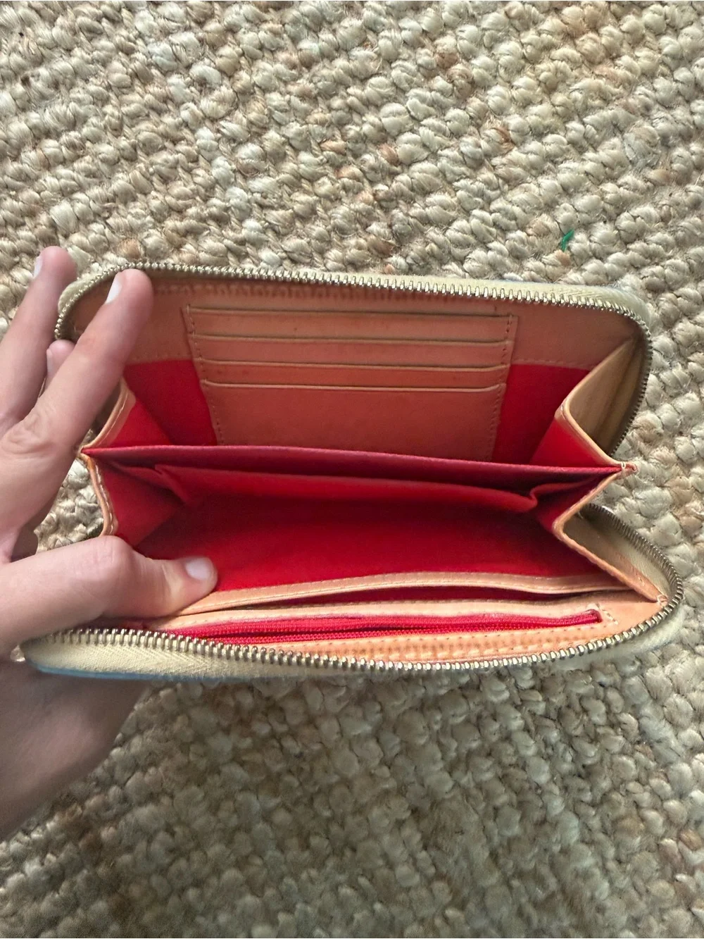 Dooney & Bourke Blue Croc Embossed Leather Zip Around Wallet